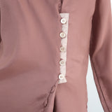 Marni Asymmetric Buttoned Blouse Antique Rose Silk-Blend Size 38 Long Sleeve Top