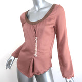 Marni Asymmetric Buttoned Blouse Antique Rose Silk-Blend Size 38 Long Sleeve Top