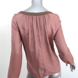 Marni Asymmetric Buttoned Blouse Antique Rose Silk-Blend Size 38 Long Sleeve Top
