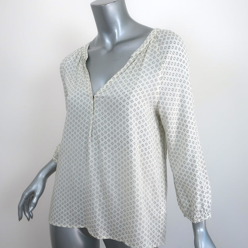 Velvet by Graham &amp; Spencer Blouse Cream Floral Print Size Extra Small V-Neck Top