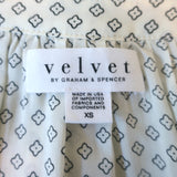 Velvet by Graham & Spencer Blouse Cream Floral Print Size Extra Small V-Neck Top
