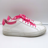 Common Projects Retro Low Fluo Sneakers White & Neon Pink Leather Size 41