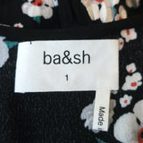 Ba&sh Mini Dress Belize Black Floral Print Crepe Size 6