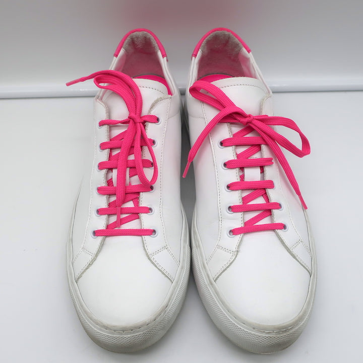 Common Projects Retro Low Fluo Sneakers White &amp; Neon Pink Leather Size 41