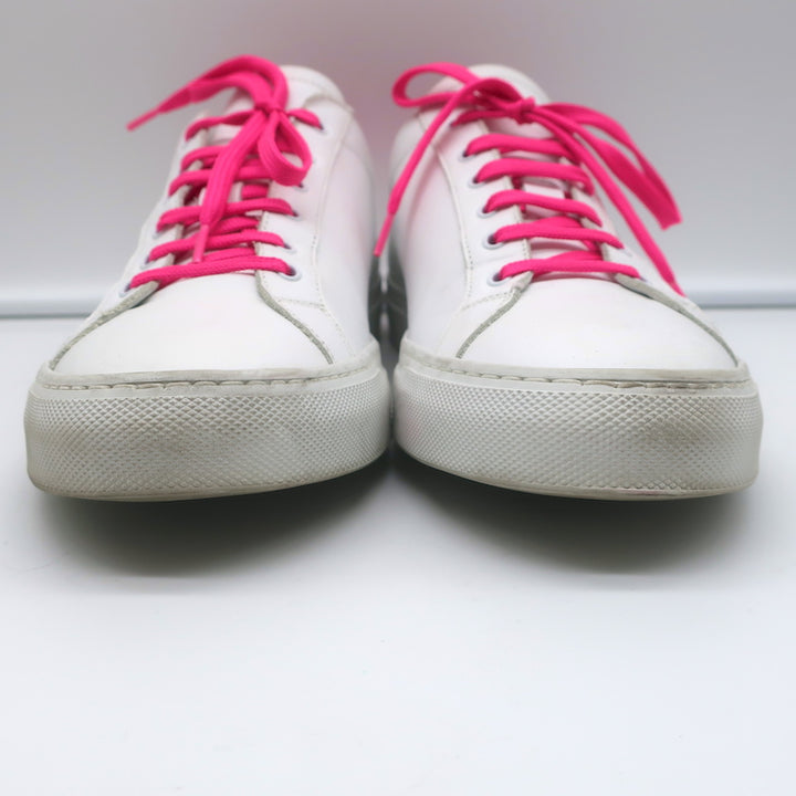 Common Projects Retro Low Fluo Sneakers White &amp; Neon Pink Leather Size 41