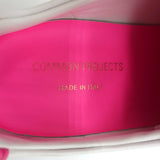 Common Projects Retro Low Fluo Sneakers White & Neon Pink Leather Size 41