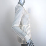 Theory Blouse Zirana Cream Pleated Stretch Chiffon Size Small Long Sleeve Top