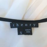 Theory Blouse Zirana Cream Pleated Stretch Chiffon Size Small Long Sleeve Top