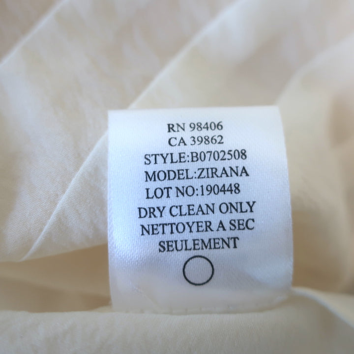 Theory Blouse Zirana Cream Pleated Stretch Chiffon Size Small Long Sleeve Top