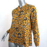 Isabel Marant Etoile Henley Blouse Amaria Yellow Floral Print Cotton Size 34