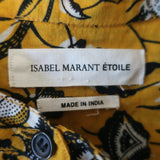 Isabel Marant Etoile Henley Blouse Amaria Yellow Floral Print Cotton Size 34