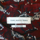 Isabel Marant Etoile Henley Blouse Amaria Burgundy Floral Print Cotton Size 34