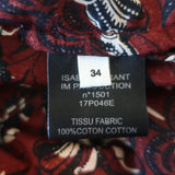 Isabel Marant Etoile Henley Blouse Amaria Burgundy Floral Print Cotton Size 34