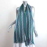 Missoni Fringe Scarf Blue/Purple Viscose Zig Zag Knit