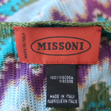 Missoni Fringe Scarf Blue/Purple Viscose Zig Zag Knit