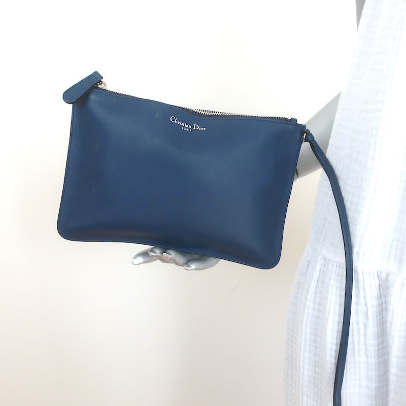 Christian Dior Boston Bag Trotter Navy Blue No.2 Coated Canvas 