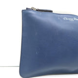 Christian Dior Wristlet Pouch Navy Leather Small Clutch