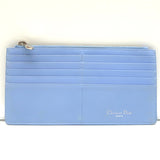 Christian Dior Flat Zip Wallet Light Blue Leather Handbag Insert