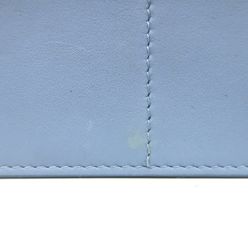 Christian Dior Flat Zip Wallet Light Blue Leather Handbag Insert