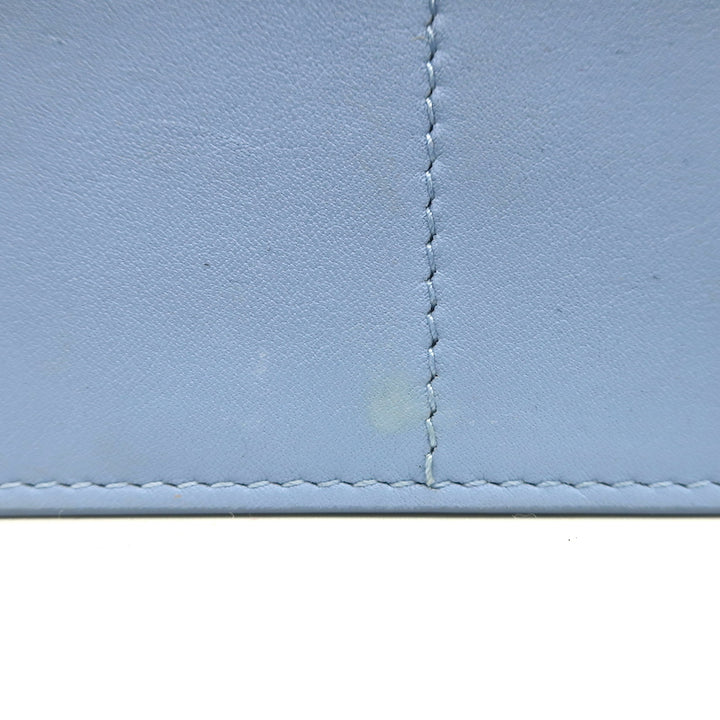 Christian Dior Flat Zip Wallet Light Blue Leather Handbag Insert