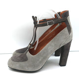 Dries Van Noten T-Strap Pumps Gray Two Tone Suede Size 41