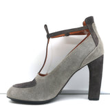 Dries Van Noten T-Strap Pumps Gray Two Tone Suede Size 41