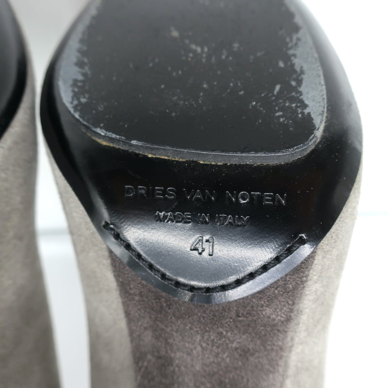 Dries Van Noten T-Strap Pumps Gray Two Tone Suede Size 41