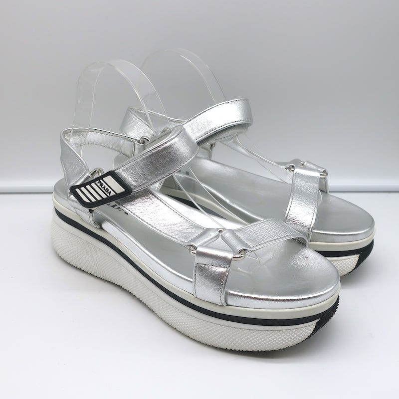 Uniquely Chic: Prada Asymmetrical Ankle Strap Sandal 41