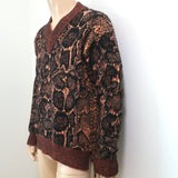 Dior Homme Snakeskin Jacquard Knit Sweater Orange Size Large V-Neck Pullover