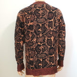 Dior Homme Snakeskin Jacquard Knit Sweater Orange Size Large V-Neck Pullover