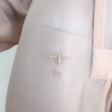 Christian Dior Tie Neck Mini Dress Blush Chiffon Size 44 Long Sleeve Tunic