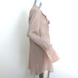 Christian Dior Tie Neck Mini Dress Blush Chiffon Size 44 Long Sleeve Tunic