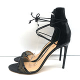 Reed Krakoff Ankle-Wrap Sandals Black Patent Leather & Mesh Size 41 NEW