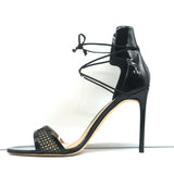 Reed Krakoff Ankle-Wrap Sandals Black Patent Leather & Mesh Size 41 NEW