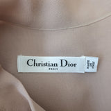 Christian Dior Tie Neck Mini Dress Blush Chiffon Size 44 Long Sleeve Tunic
