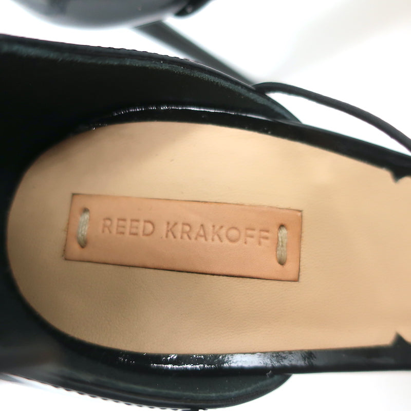 Reed Krakoff Ankle-Wrap Sandals Black Patent Leather &amp; Mesh Size 41 NEW