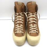 OXS Rubber Soul Platform High Top Sneakers Brown Perforated Leather Size 41