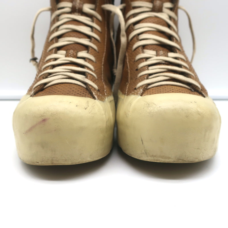 OXS Rubber Soul Platform High Top Sneakers Brown Perforated Leather Size 41