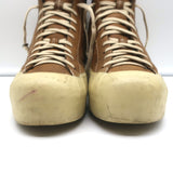 OXS Rubber Soul Platform High Top Sneakers Brown Perforated Leather Size 41