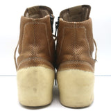 OXS Rubber Soul Platform High Top Sneakers Brown Perforated Leather Size 41