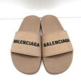 Balenciaga Logo Pool Slides Beige Size 37 Slip-On Sandals