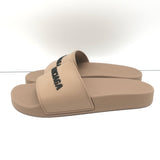 Balenciaga Logo Pool Slides Beige Size 37 Slip-On Sandals