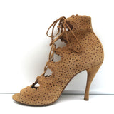 Tabitha Simmons Lace-Up Open Toe Booties Bonai Brown Perforated Suede Size 41