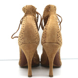 Tabitha Simmons Lace-Up Open Toe Booties Bonai Brown Perforated Suede Size 41