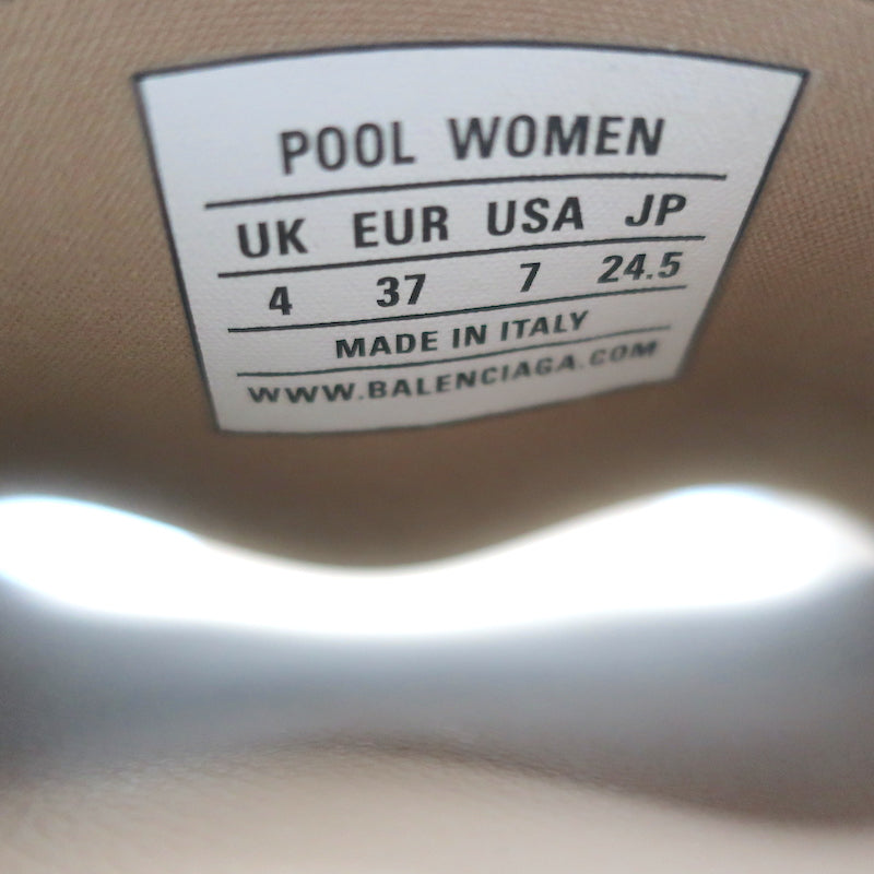 Balenciaga Logo Pool Slides Beige Size 37 Slip-On Sandals