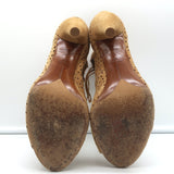 Tabitha Simmons Lace-Up Open Toe Booties Bonai Brown Perforated Suede Size 41