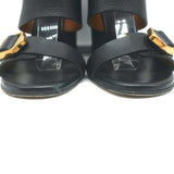 Chloe Slingback Sandals Black Leather Size 36.5 Buckled Open Toe Heels