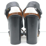 Chloe Slingback Sandals Black Leather Size 36.5 Buckled Open Toe Heels