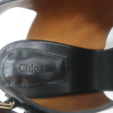 Chloe Slingback Sandals Black Leather Size 36.5 Buckled Open Toe Heels