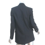 Nili Lotan Diane Pinstripe Blazer Black Stretch Wool Size 2 One-Button Jacket